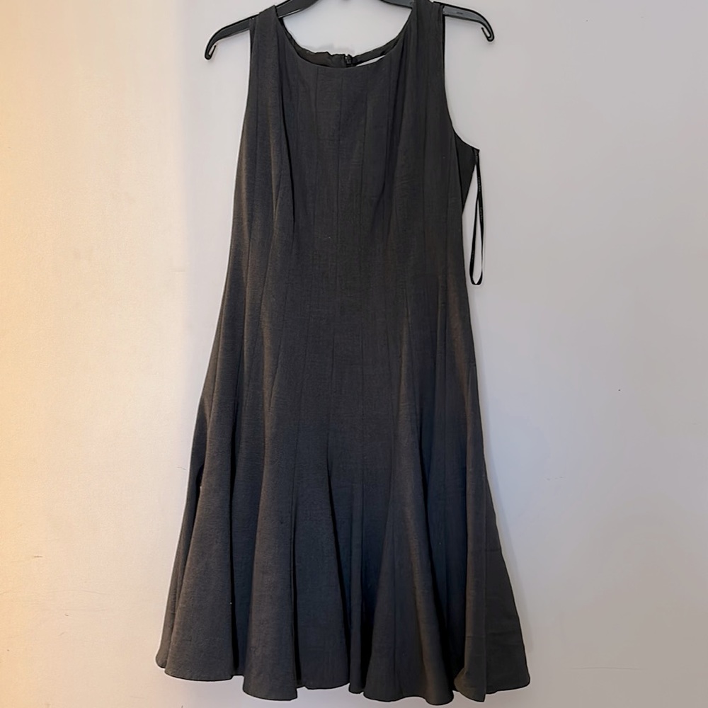 Calvin Klein Grey flattering fit and flare dress. Size 10.
